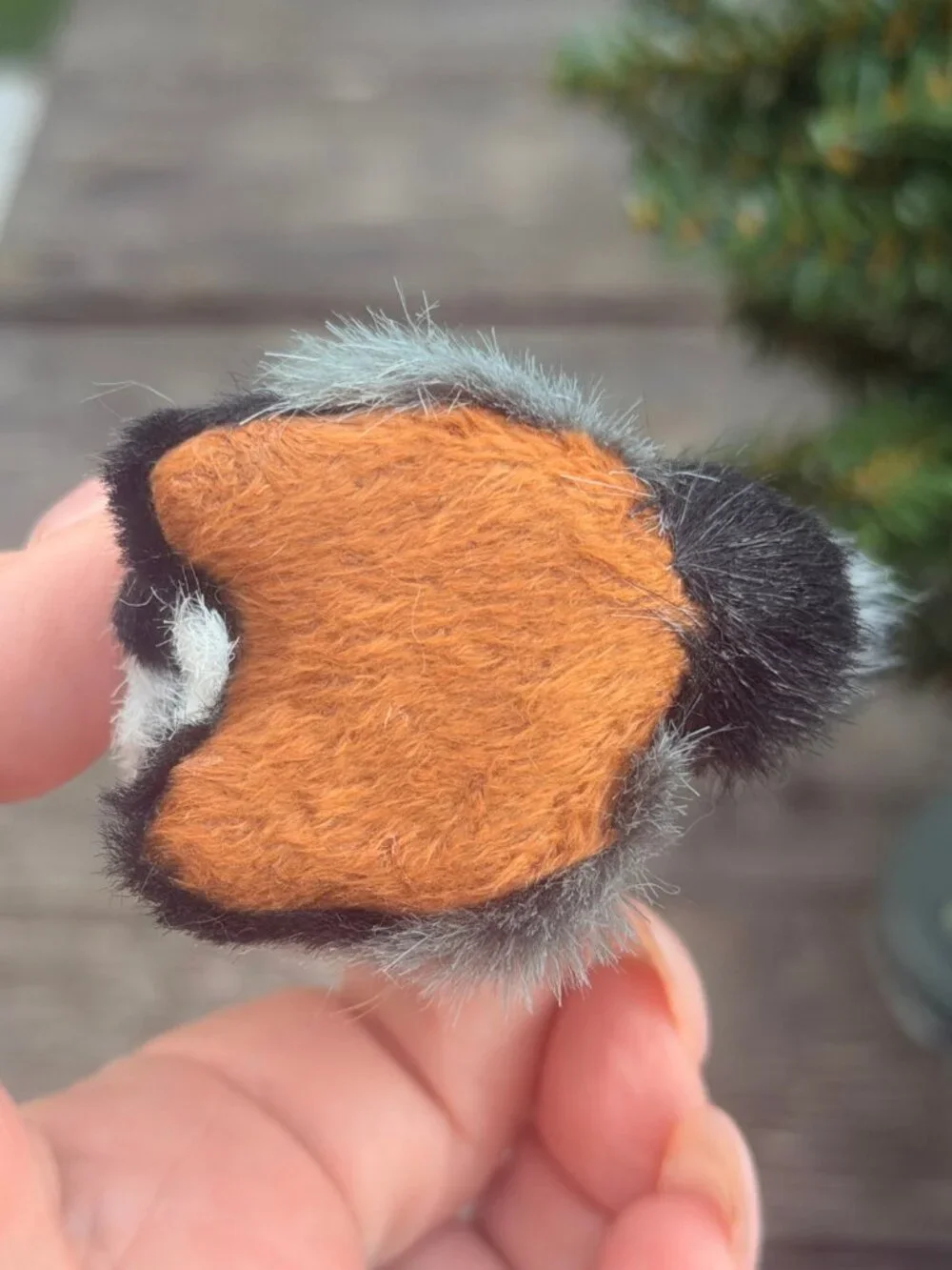 Lot of 3 Woodland Animal Faux Fur Christmas Ornaments Red White Fox & Raccoon
